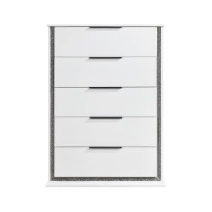 New Collection #2390- 5 Drawer Chest W/LED Changing Color Lites WHITE