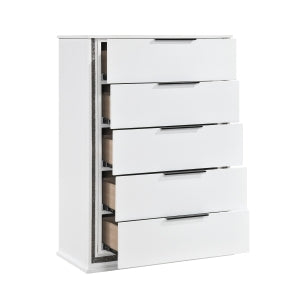 New Collection #2390- 5 Drawer Chest W/LED Changing Color Lites WHITE