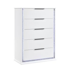 New Collection #2390- 5 Drawer Chest W/LED Changing Color Lites WHITE