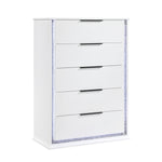 New Collection #2390- 5 Drawer Chest W/LED Changing Color Lites WHITE