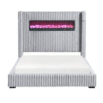 Fitzroy Queen Bed W/ Fireplace, speakers, remote control GREY