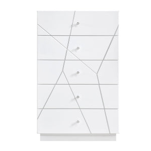 New Collection #2455- 5 Drawer Chest WHITE