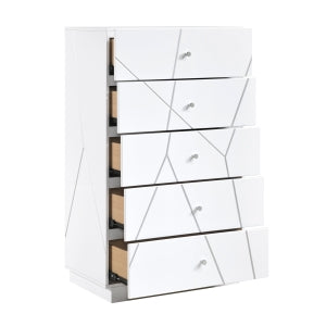 New Collection #2455- 5 Drawer Chest WHITE