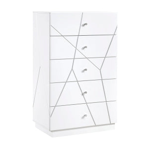 New Collection #2455- 5 Drawer Chest WHITE