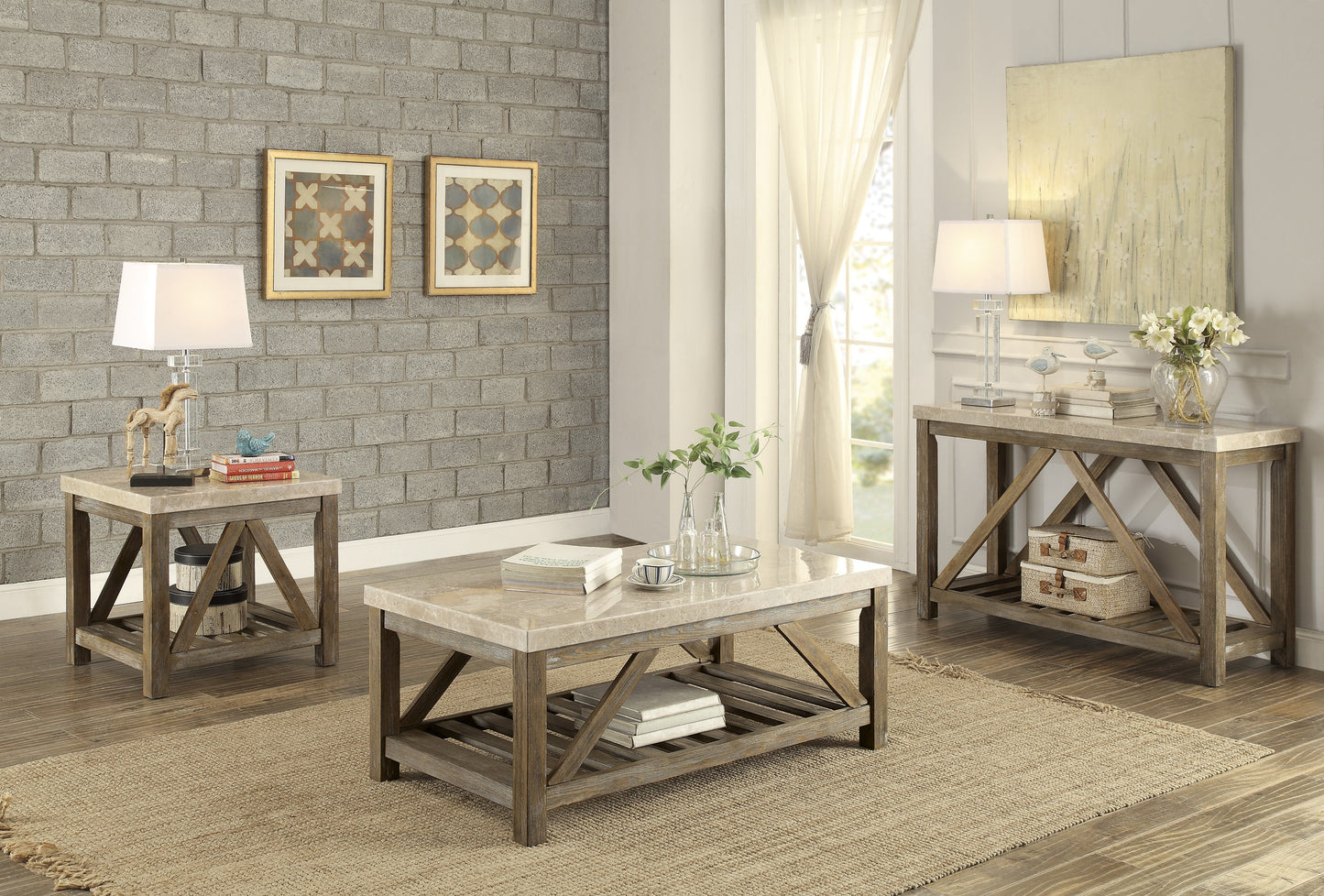 Ridley Marble Sofa Table NATURAL