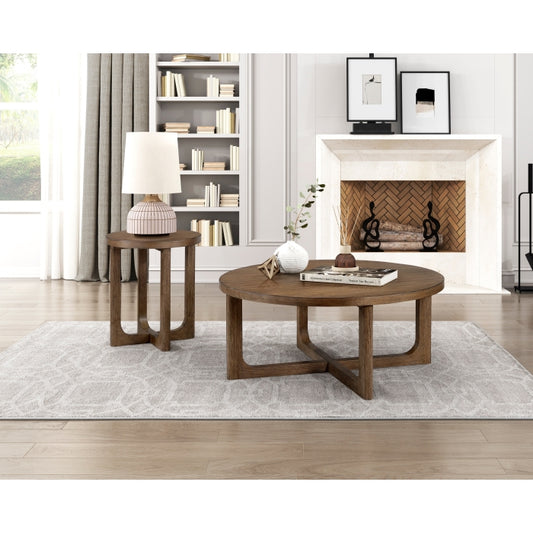 Blake Round End Table LITE BROWN