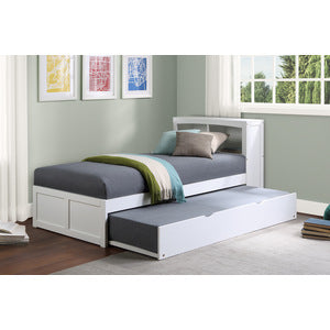 GalenTwin Bookcase Platform Bed with Twin Trundle. WHITE