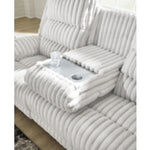 Rhines Falls REC PWR Sofa w/Drop Down Table ALLOY