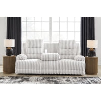 Rhines Falls REC PWR Sofa w/Drop Down Table ALLOY