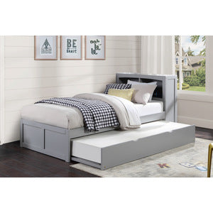 OrionTwin Bookcase Platform Bed with Twin Trundle GREY