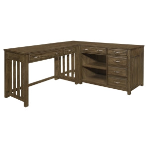 Blanche 3pc Corner Desk (Desk+Corner+Credenza) BROWN GREY