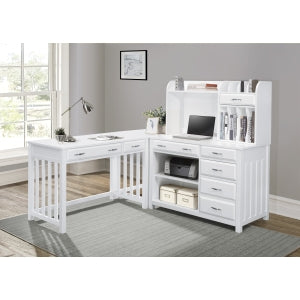 Blanche 4pc Corner Desk (Desk+Corner+Credenza+Hutch) WHITE