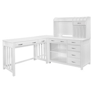 Blanche 4pc Corner Desk (Desk+Corner+Credenza+Hutch) WHITE