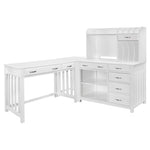 Blanche 4pc Corner Desk (Desk+Corner+Credenza+Hutch) WHITE