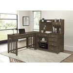 Blanche 4pc Corner Desk (Desk+Corner+Credenza+Hutch) GREY BROWN