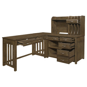 Blanche 4pc Corner Desk (Desk+Corner+Credenza+Hutch) GREY BROWN