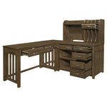 Blanche 4pc Corner Desk (Desk+Corner+Credenza+Hutch) GREY BROWN