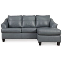 Genoa 100% Leahter Sofa Reversible Chaise STEEL