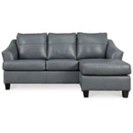 Genoa 100% Leahter Sofa Reversible Chaise STEEL