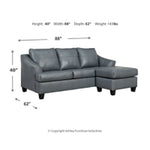 Genoa 100% Leahter Sofa Reversible Chaise STEEL
