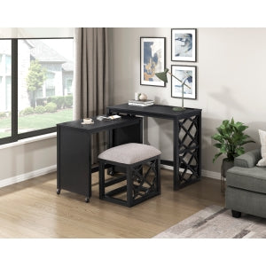 Salina 3-Piece Pack Desks with Stool Set BLACK