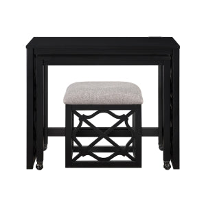 Salina 3-Piece Pack Desks with Stool Set BLACK