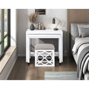 Salina 3-Piece Pack Desks with Stool Set WHITE