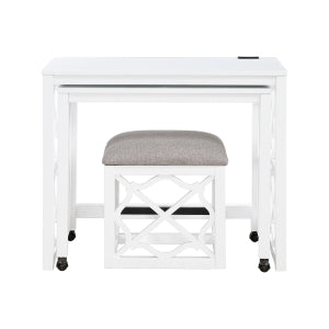 Salina 3-Piece Pack Desks with Stool Set WHITE