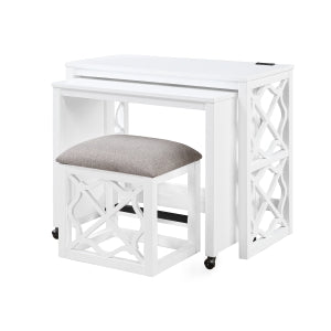 Salina 3-Piece Pack Desks with Stool Set WHITE