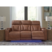 Clean-Slate PWR REC Sofa with ADJ Headrest CARAMEL