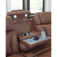 Clean-Slate PWR REC Sofa with ADJ Headrest CARAMEL