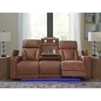 Clean-Slate PWR REC Sofa with ADJ Headrest CARAMEL