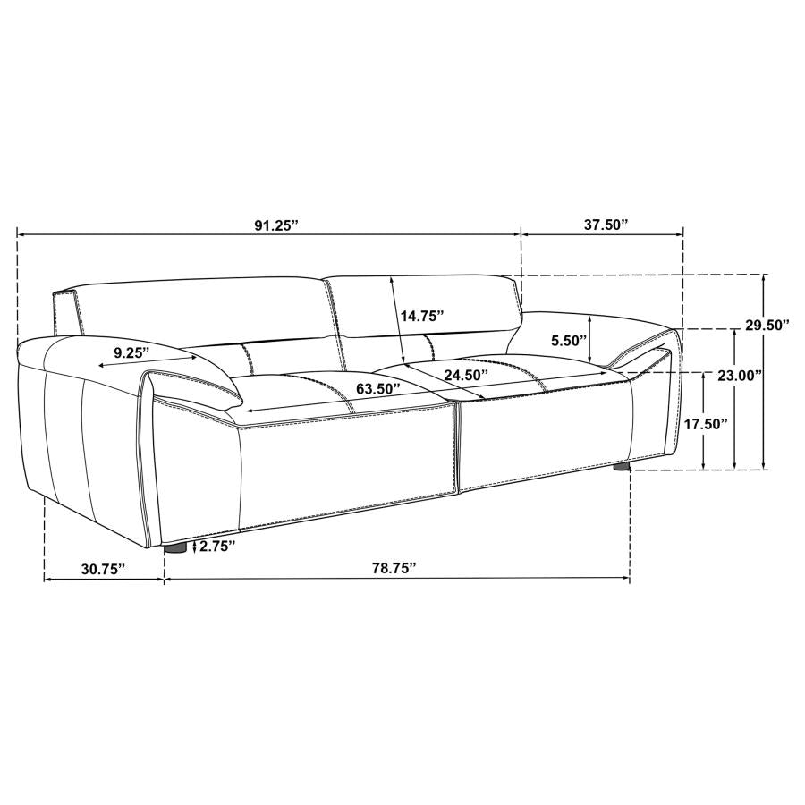 Buxton 100% Leather Sofa ORANGE