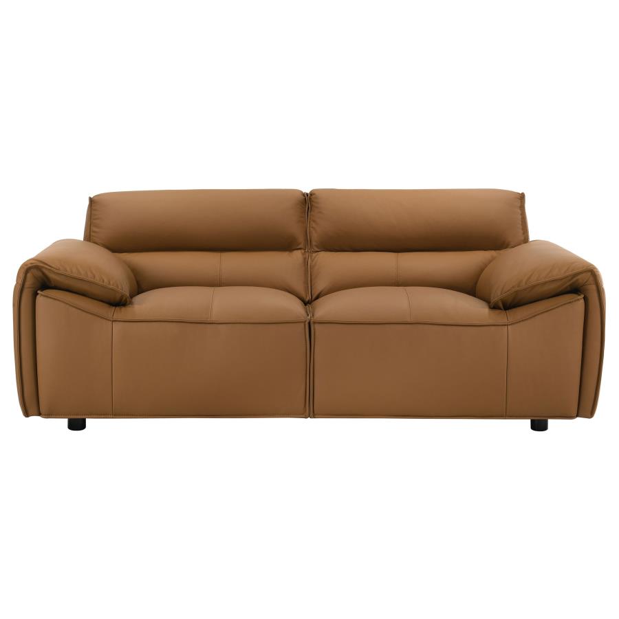 Buxton 100% Top Grain Leather Loveseat ORANGE