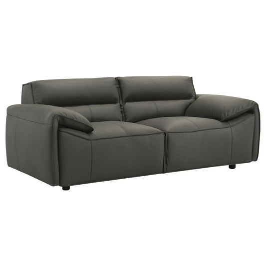 Buxton 100% Top Grain Leather Loveseat  GRAPHITE