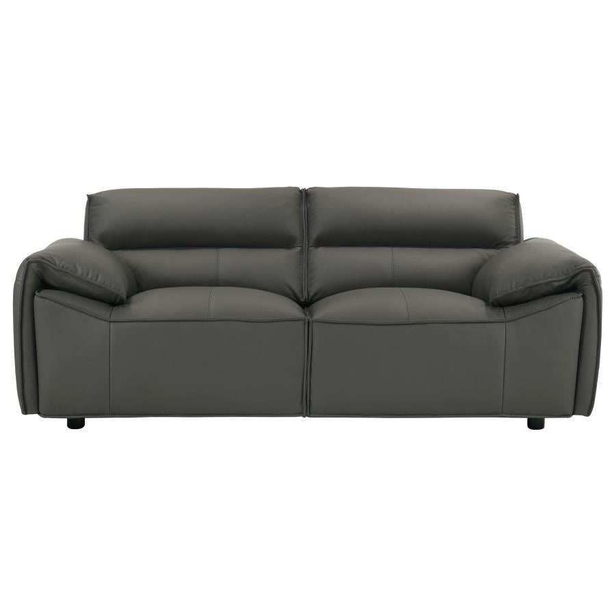 Buxton 100% Top Grain Leather Loveseat  GRAPHITE