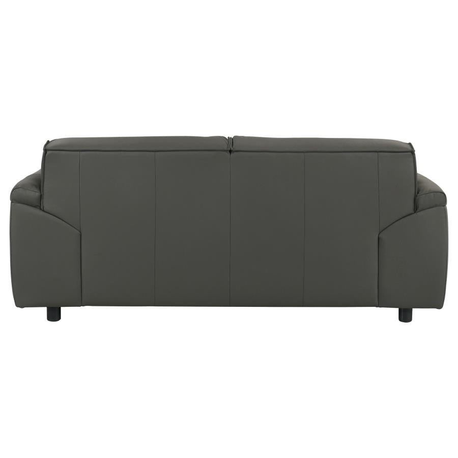 Buxton 100% Top Grain Leather Loveseat  GRAPHITE