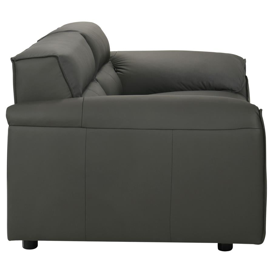 Buxton 100% Top Grain Leather Loveseat  GRAPHITE