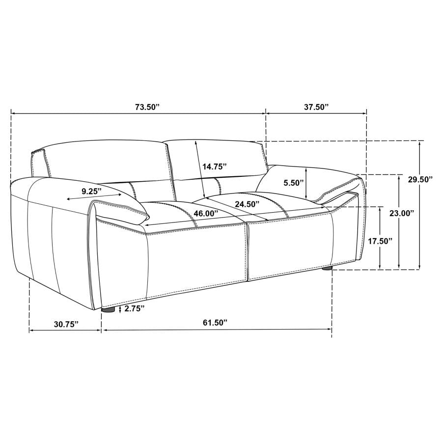 Buxton 100% Top Grain Leather Loveseat  GRAPHITE