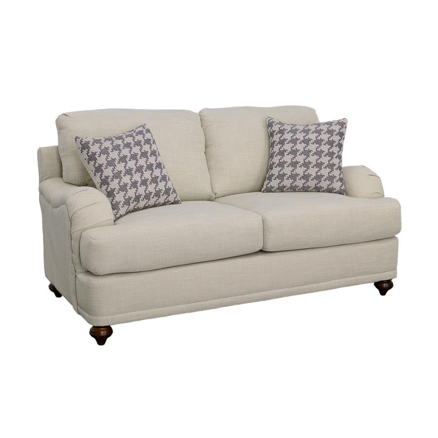 Glenn Loveseat LITE GREY/BLUE PILLOWS