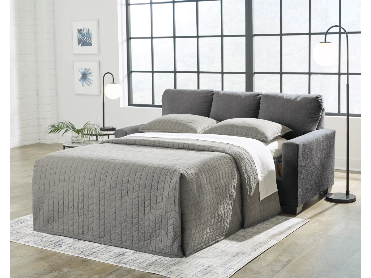 Rannis Full Size Sofa Bed W/Memory Foam Mattress PEWTER