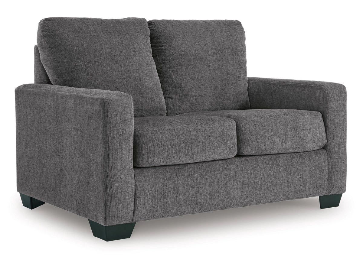 Rannis Twin Size Sofa Bed W/Memory Foam Mattress PEWTER