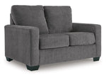 Rannis Twin Size Sofa Bed W/Memory Foam Mattress PEWTER