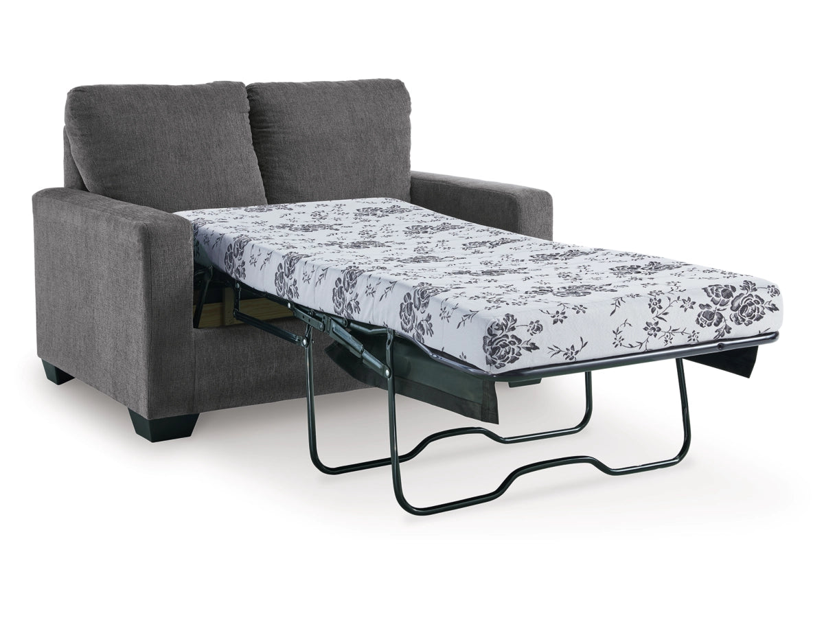 Rannis Twin Size Sofa Bed W/Memory Foam Mattress PEWTER