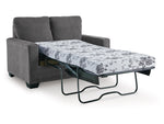 Rannis Twin Size Sofa Bed W/Memory Foam Mattress PEWTER
