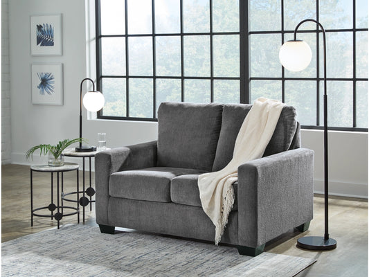Rannis Twin Size Sofa Bed W/Memory Foam Mattress PEWTER