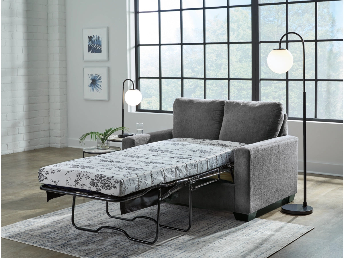 Rannis Twin Size Sofa Bed W/Memory Foam Mattress PEWTER