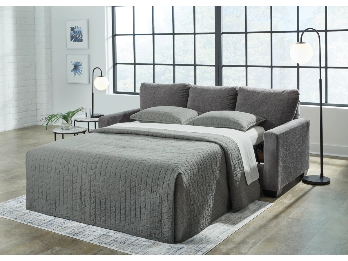 Rannis Queen Sofa Bed W/Memory Foam Mattress PEWTER