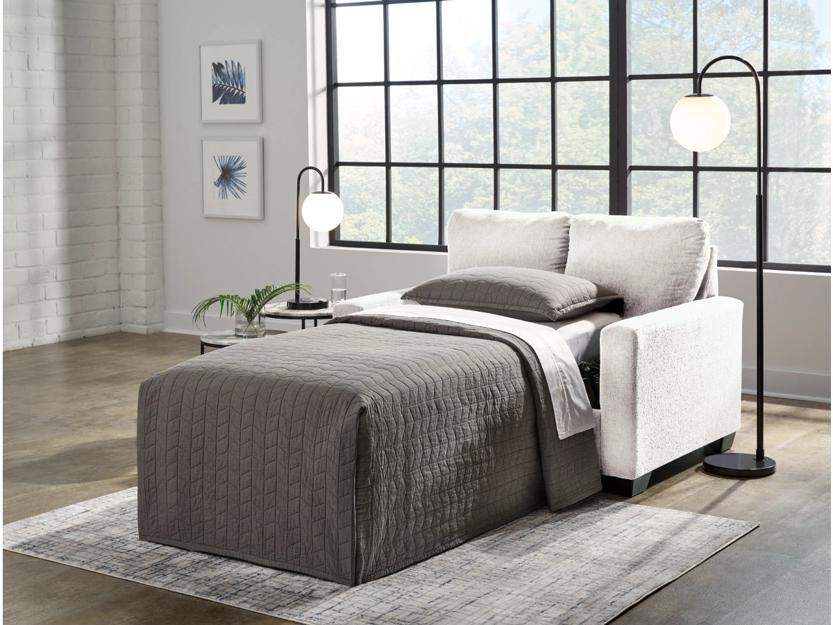 Rannis Twin Size Sofa Bed W/Memory Foam Mattress SNOW
