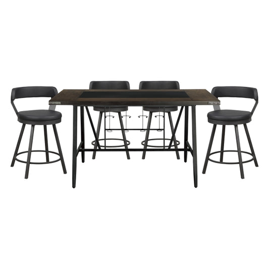 Appert 5pcs Counter Set BLACK STOOLS